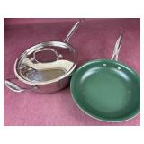 Non Stick skillet and Cuisinart Skillet with lid,