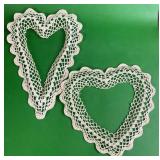 (2) Crocheted Hearts, Starched