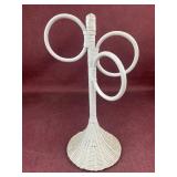 White Wicker Towel holder 3 ring stand countertop