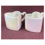(2) Heart Shaped Iridescent mugs