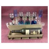 Wine rack stemware holder with assorted wine,