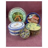 (5) Assorted tins, some are vintage