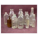 (14) Assorted Milk bottles, medicine bottles and