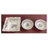 (3) Andrea by Sadek Grape pattern trinket dishes