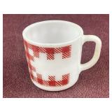 Vintage Westfield Red Gingham Milk Glass Mug