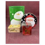 (4) Assorted tins, most are Christmas
