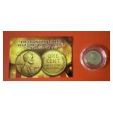 1943 Steel Wartime Wheat Cent 24kt Gold Plated