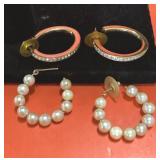 (2) Pair of Costume jewelry pierced earrings