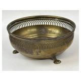 Claw foot Brass Bowl, has some discolored spots