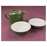 Vintage Hall Avocado Green Pottery Single Serve