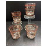 Vintage clear glass decorated with horizontal red