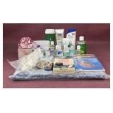 Toiletries, scatter rugs, jewelry organizer, and