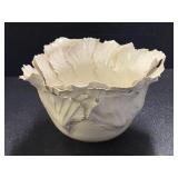 Pottery Layered Leaf Planter, signed, has chips