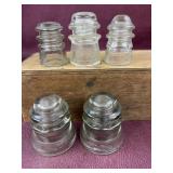 (5) Vintage Glass Insulators