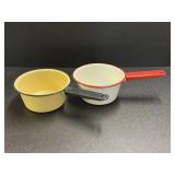 (2) Enamelware pots, they have some dings