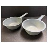 (2) Enamelware pots, they have some dings and