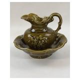 Vtg McCoy Pottery Avocado Green Water Pitcher &