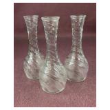 (3) Vintage Clear Pressed Glass ï¿½Ribbonï¿½ Bud