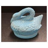 Vintage Slag glass swan on nest