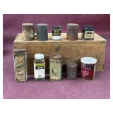 Assorted tins and bottles