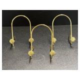 (3) Brass tone metal easels with seashells 4