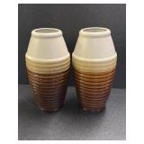 (2) Ribbed pottery vases