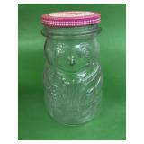 Vintage SNOWMAN CLEAR GLASS JAM JAR Kraft