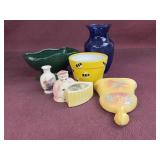 Assorted Vases, planters and wall pocket, the
