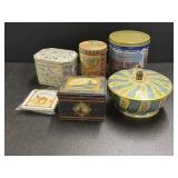 (6) Assorted tins, they have dings and wear, one
