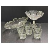 Gondola Bowl, pressed glass serving bowl and