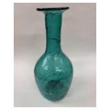 Teal Blown Crackle Glass Decanter