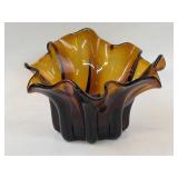 Amber Handkerchief Bowl, has a rough spot on the