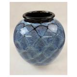 Fish Scale Pottery Vase, signed