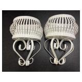 (2) HOMCO Vintage Wall Pockets, Metal, one has
