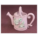 Vintage pink porcelain miniature watering can