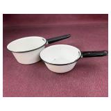 (2) Enamelware pots, they have some dings and