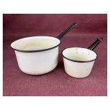 (2) Enamelware pots, they have some dings and