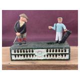 Cast Iron Golfers Birdie Putt with Caddy