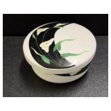 Vintage Hankook Ceramic Lidded Bowl Painted Calla