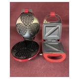 Heart Waffle Maker and Nostalgia Sandwich Maker,