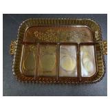 Vintage Indiana Glass Amber Divided Relish Fruit