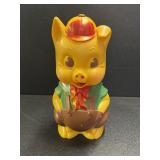Vintage Ideal Toy Piggy Bank Plastic Pig Red Hat