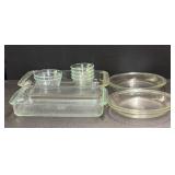 Pyrex and Fire King baking dishes, and bowls