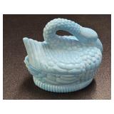 Vintage Slag Glass Swan on the nest