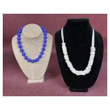 Vintage Purple Bead necklace and Shell necklace