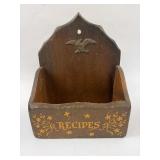 Vintage Manchester Wood Recipe Box Holder by