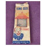 Vintage king size carnival straws with box, box