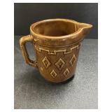 Monmouth Stoneware Brown Pitcher with Diamonds