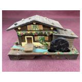 Alpine Log Cabin Watermill Jewelry Music Box
