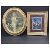 (2) Vintage Framed art pieces, one has wear on